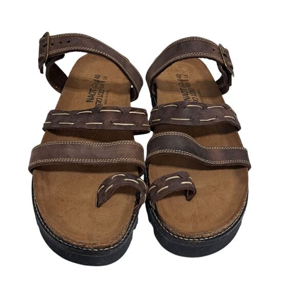 Naot Leather Boho Grunge Casual Slide Slip On Sandals Size 40 US 9 Brown - Picture 6 of 13